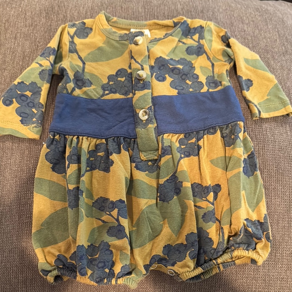 Kate Quinn Mustard and Blue Floral Bodysuit